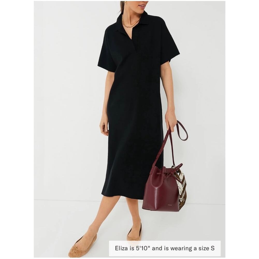 Tuckernuck Black Midi Channing Polo Dress NWT